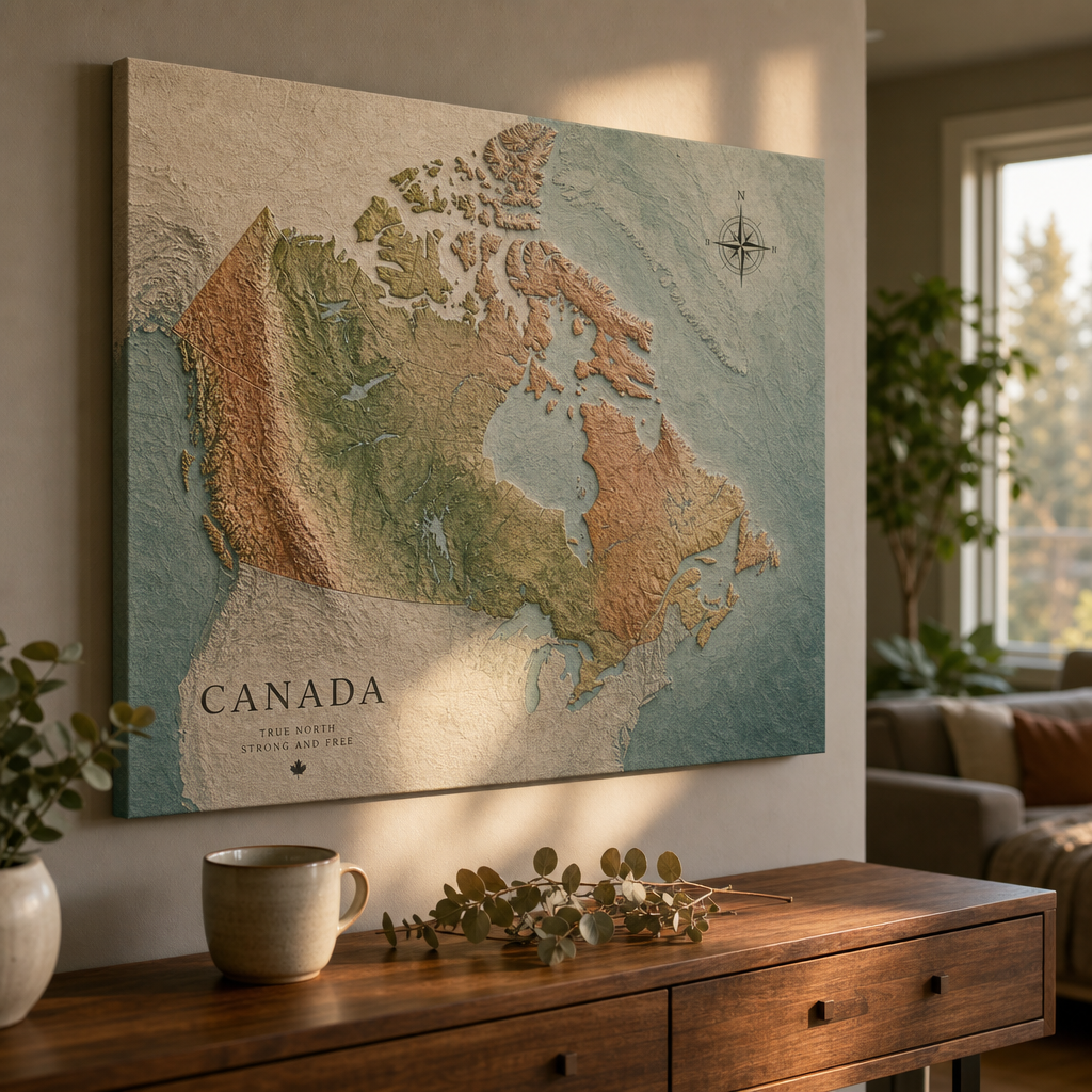The Map Effect: How Cartographic Canvas Prints Chart Your Canadian Story